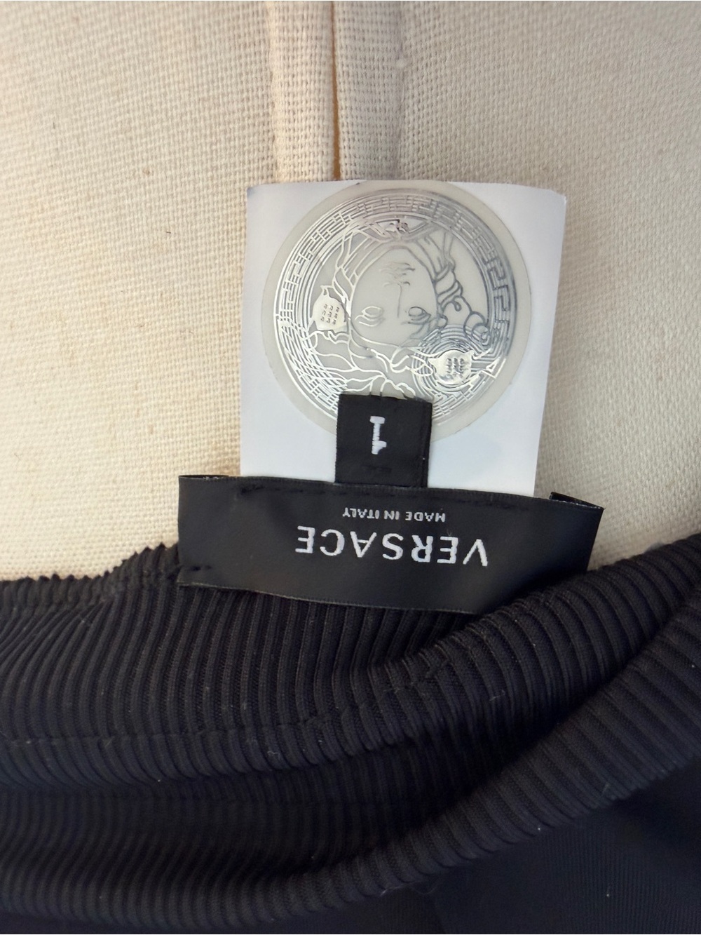 Versace Black Track Pants with Blue and Yellow Accents - Picture 4 of 5